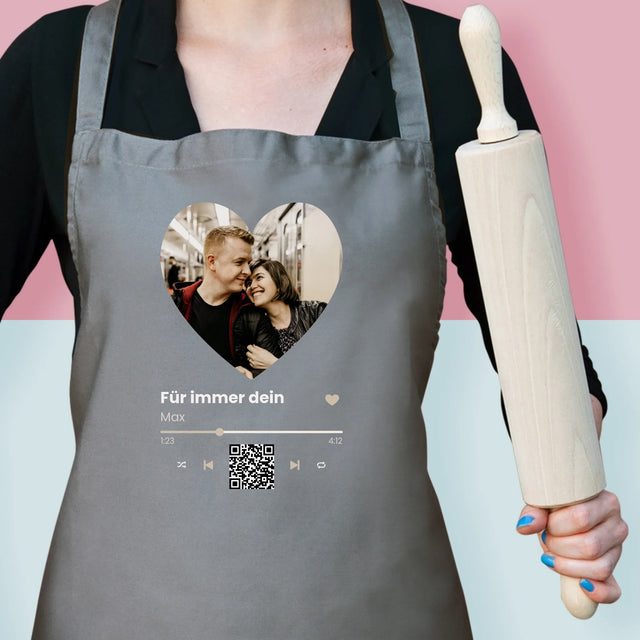 Foto Und Unterschrift: Unser Lied - Herz-Qr-Code - Schürze