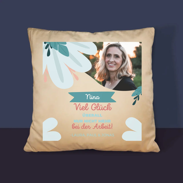 Foto Und Unterschrift: Viel Glück Bei Der Nicht-Arbeit - Kissen