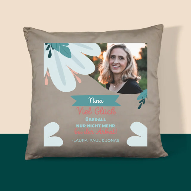 Foto Und Unterschrift: Viel Glück Bei Der Nicht-Arbeit - Kissen