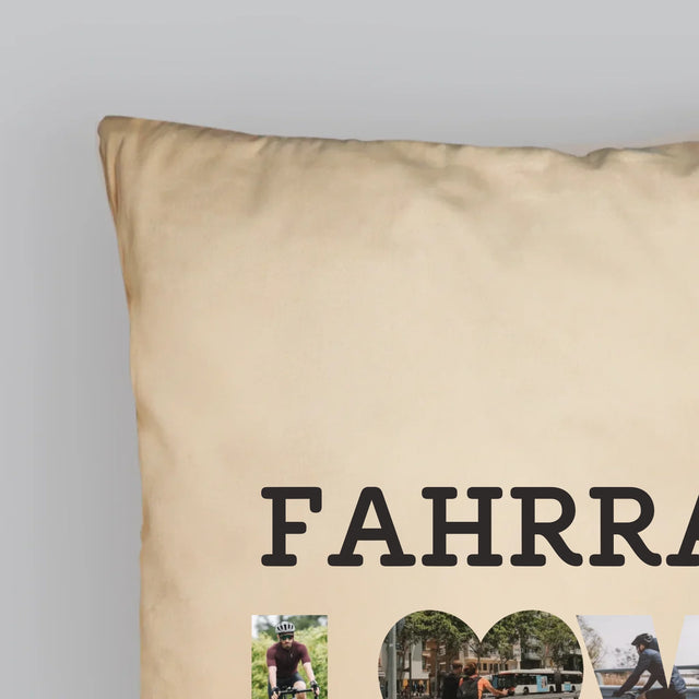 Buchstaben-Collage: Fahrradliebhaber - Kissen