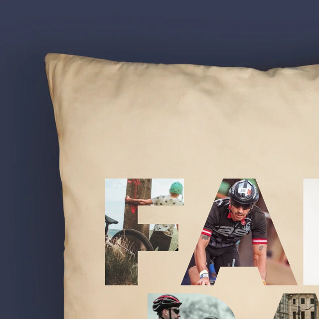 Buchstaben-Collage: Fahrrad - Kissen