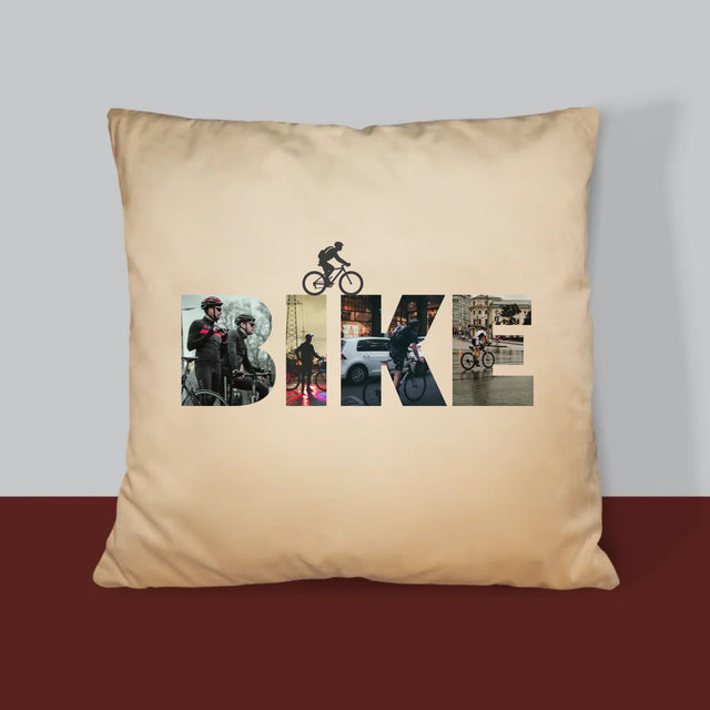 Buchstaben-Collage: Bike - Kissen