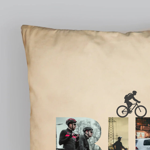 Buchstaben-Collage: Bike - Kissen