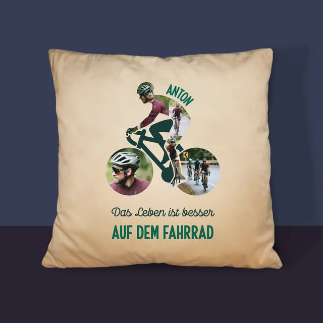 Form-Collage: Das Leben Ist Besser Auf Dem Fahrrad - Kissen