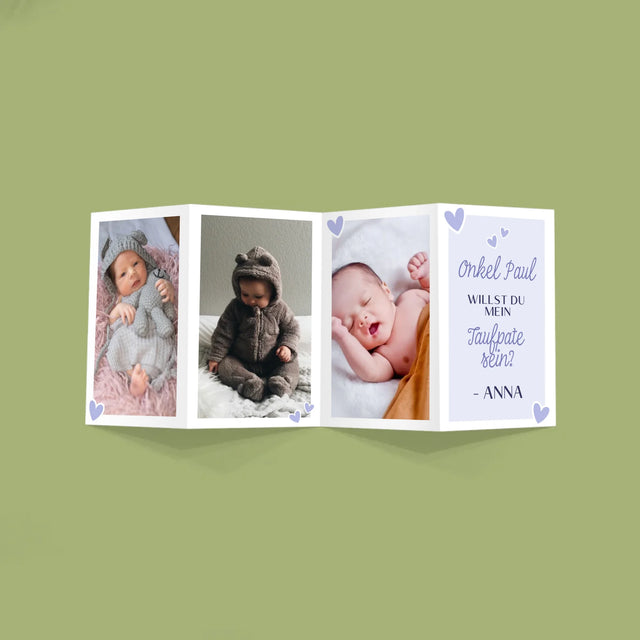 Fotocollage: Willst Du Mein Taufpate Sein? - Fotos, Harmonikaartig Gefaltet