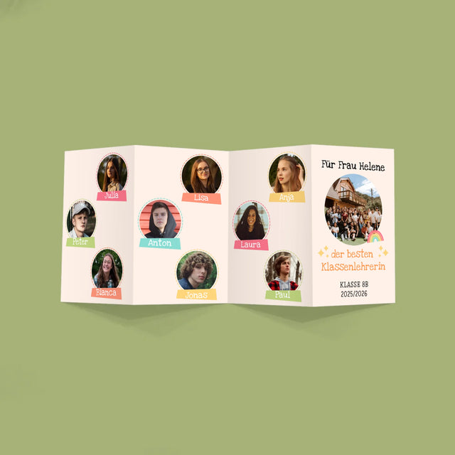Fotocollage: Andenken Für Die Klassenlehrerin - Fotos, Harmonikaartig Gefaltet