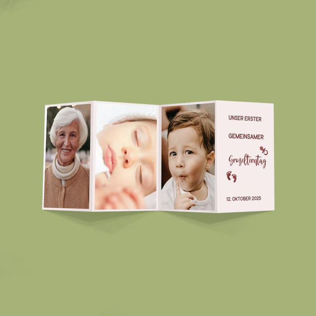 Fotocollage: Das Ist Unser Erster Großelterntag. - Fotos, Harmonikaartig Gefaltet