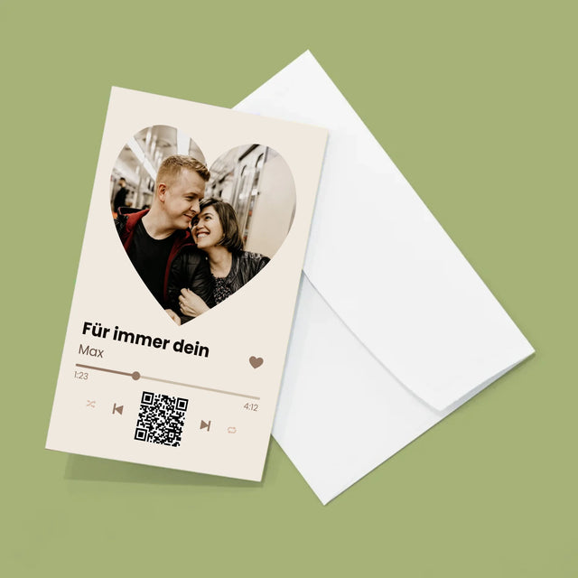 Foto Und Unterschrift: Unser Lied - Herz-Qr-Code - Fotos, Harmonikaartig Gefaltet