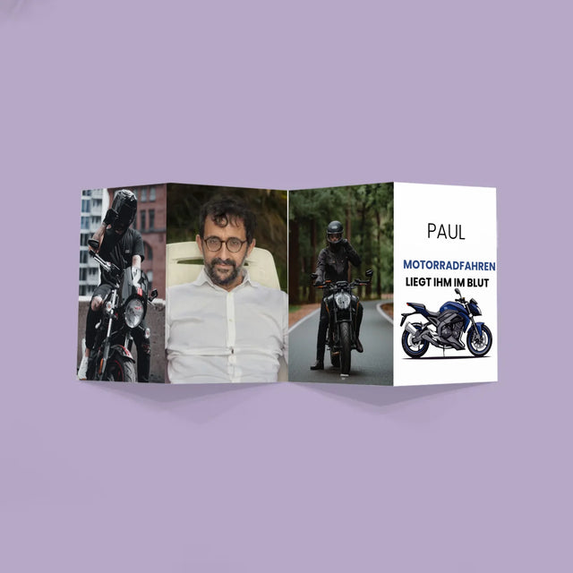 Fotocollage: Motorradfahren Liegt Ihm Im Blut - Fotos, Harmonikaartig Gefaltet