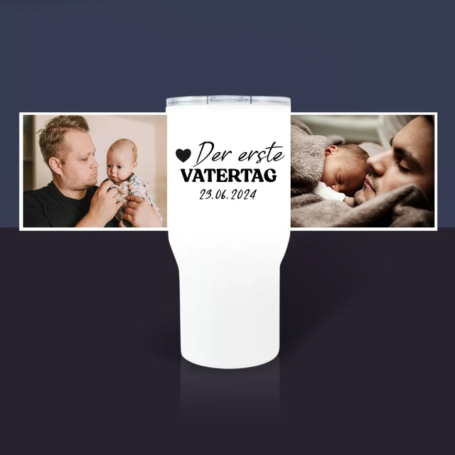 Foto Und Unterschrift: Erster Vatertag - Thermobecher Weiß