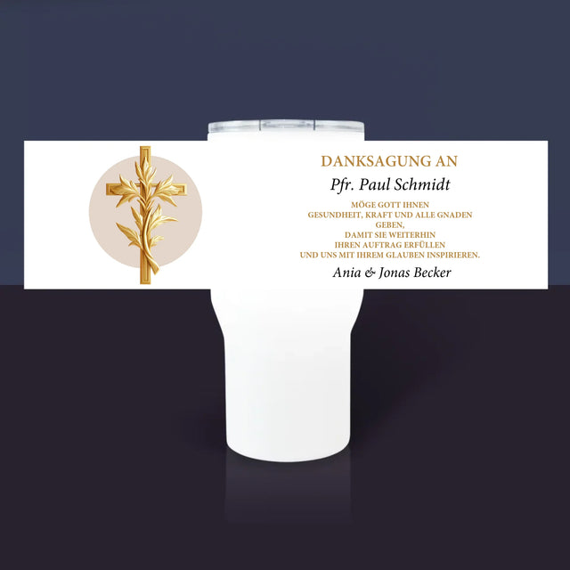 Name Und Unterschrift: Dank An Den Pfarrer - Thermobecher Weiß