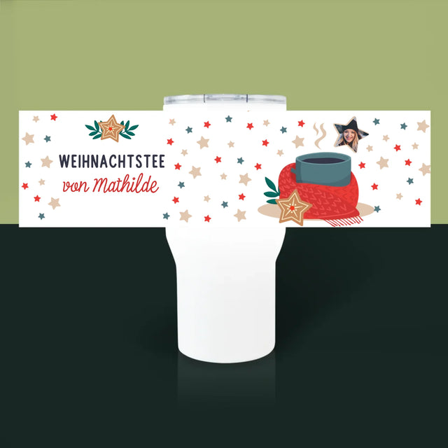 Foto Und Unterschrift: Weihnachtstee - Thermobecher Weiß