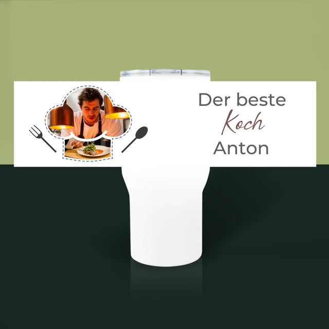 Fotocollage: Bester Koch - Thermobecher Weiß