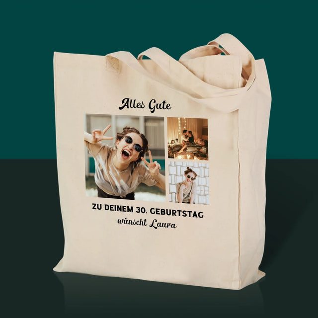 Fotocollage: Geburtstag - Canvastasche mit Druck | DE