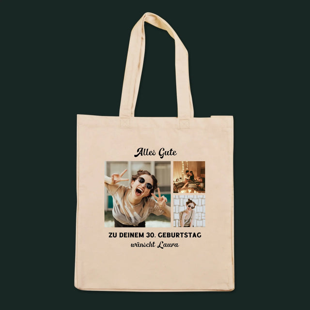 Fotocollage: Geburtstag - Canvastasche mit Druck | DE