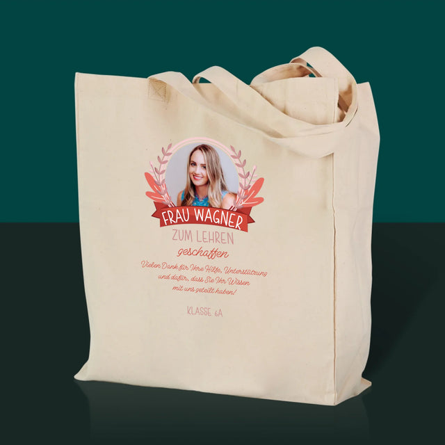 Foto und Bildunterschrift: Made For Teaching – bedruckte Canvas-Tasche | DE