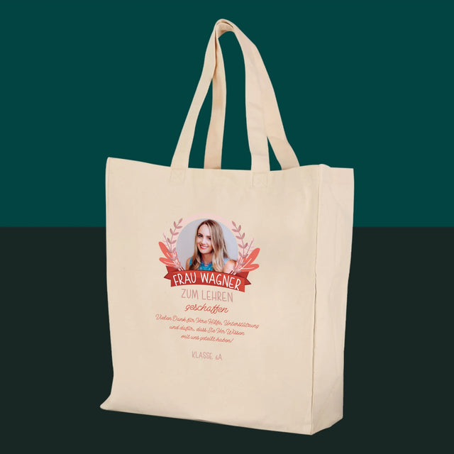 Foto und Bildunterschrift: Made For Teaching – bedruckte Canvas-Tasche | DE