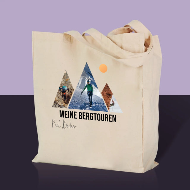 Fotocollage: Meine Bergexpeditionen – Canvas-Tasche mit Aufdruck | DE