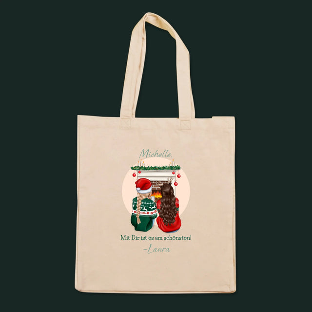 Charakter-Ersteller: Beste Freunde zu Weihnachten – Canvas-Tasche | DE