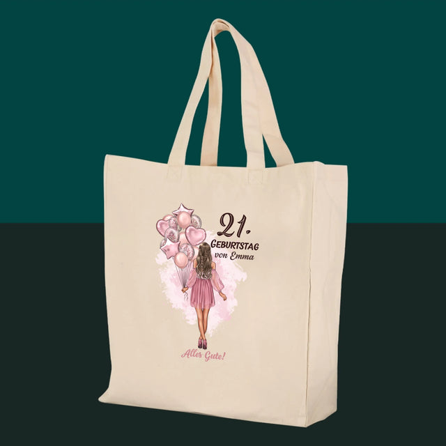 Charakter-Ersteller: Geburtstagsballons – Canvas-Tasche | DE