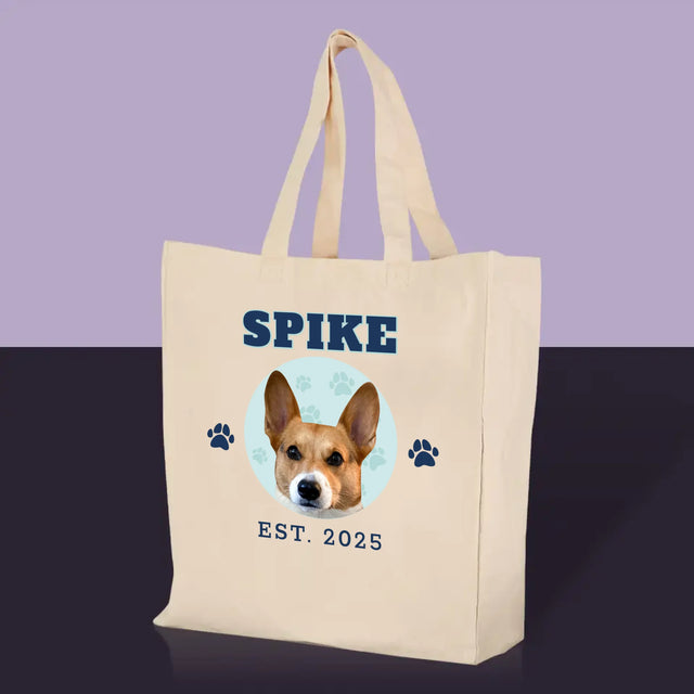 Dein Charakter: Dein Hund Varsity – Bedruckte Canvas-Tasche | DE