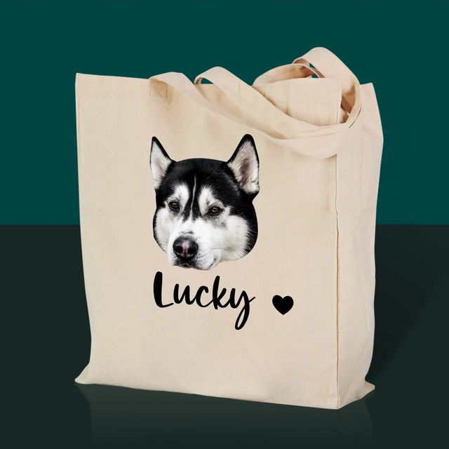 Dein Charakter: Der Kopf deines Hundes – Canvas-Tasche mit Aufdruck | DE