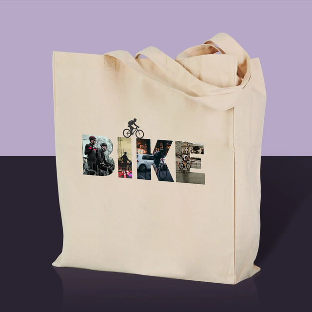 Wort aus Bildern: Fahrrad - Canvastasche mit Aufdruck | DE