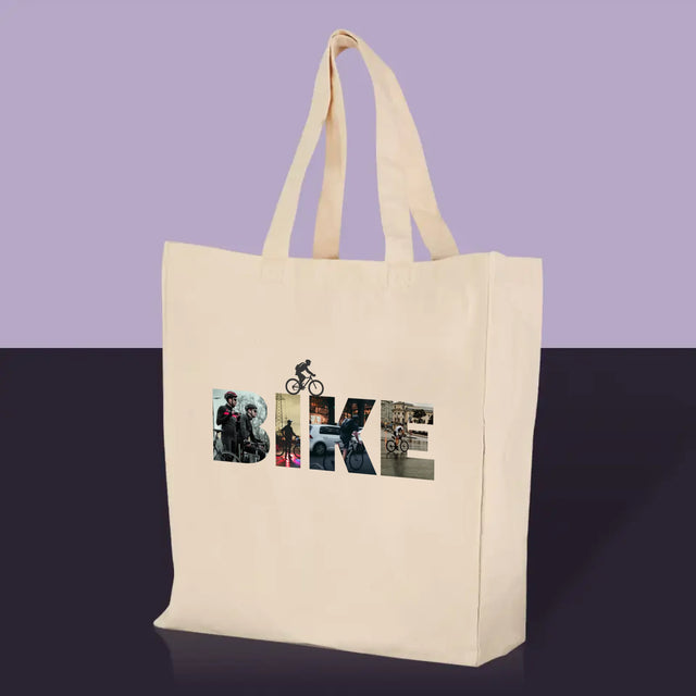 Wort aus Bildern: Fahrrad - Canvastasche mit Aufdruck | DE