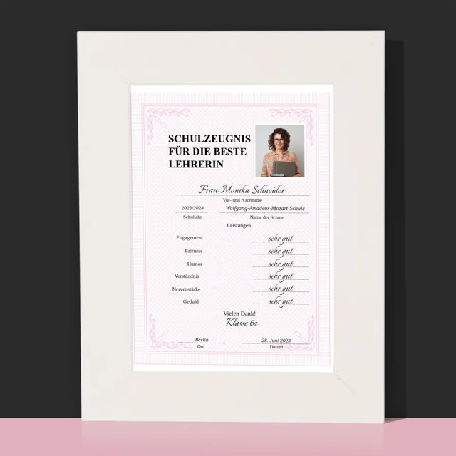 Foto Und Unterschrift: Lehrer/In-Zeugnis - Bilderrahmen