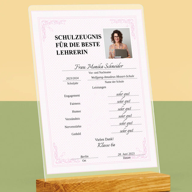 Foto Und Unterschrift: Lehrer/In-Zeugnis - Druck Auf Acrylglas