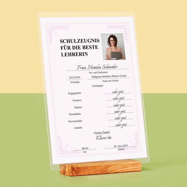 Foto Und Unterschrift: Lehrer/In-Zeugnis - Druck Auf Acrylglas