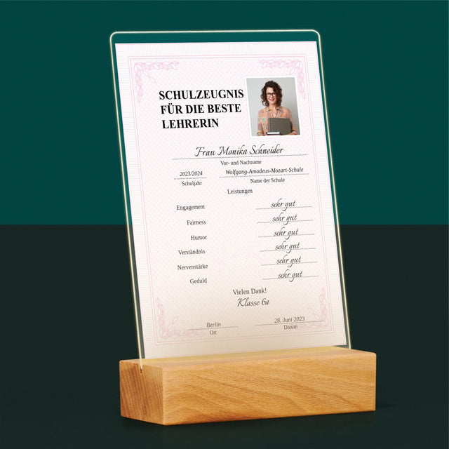 Foto Und Unterschrift: Lehrer/In-Zeugnis - Druck Auf Acrylglas