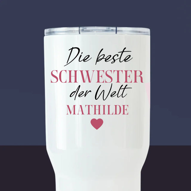 Fotocollage: Beste Schwester Der Welt - Thermobecher Weiß