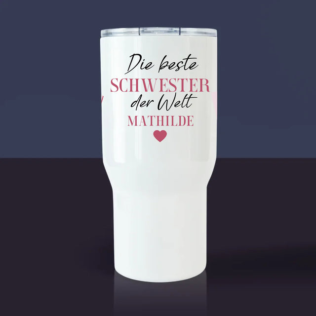 Fotocollage: Beste Schwester Der Welt - Thermobecher Weiß