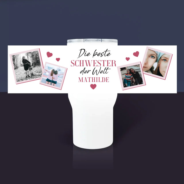 Fotocollage: Beste Schwester Der Welt - Thermobecher Weiß