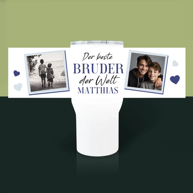 Fotocollage: Bester Bruder Der Welt - Thermobecher Weiß