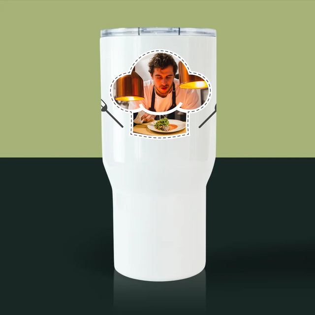 Fotocollage: Bester Koch - Thermobecher Weiß