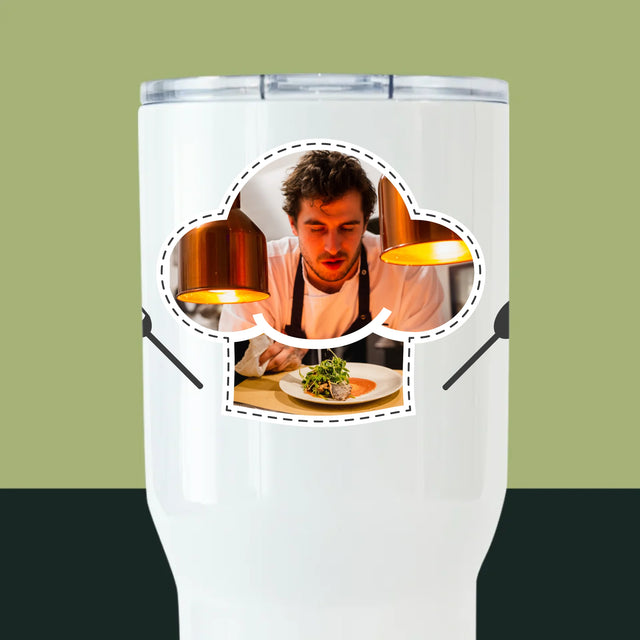 Fotocollage: Bester Koch - Thermobecher Weiß