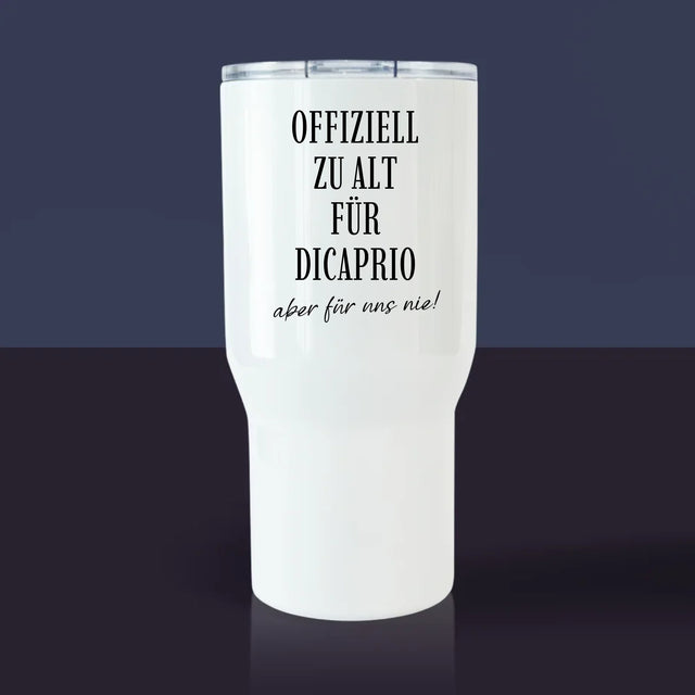 Buchstaben-Collage: Zu Alt Für Dicaprio - Thermobecher Weiß