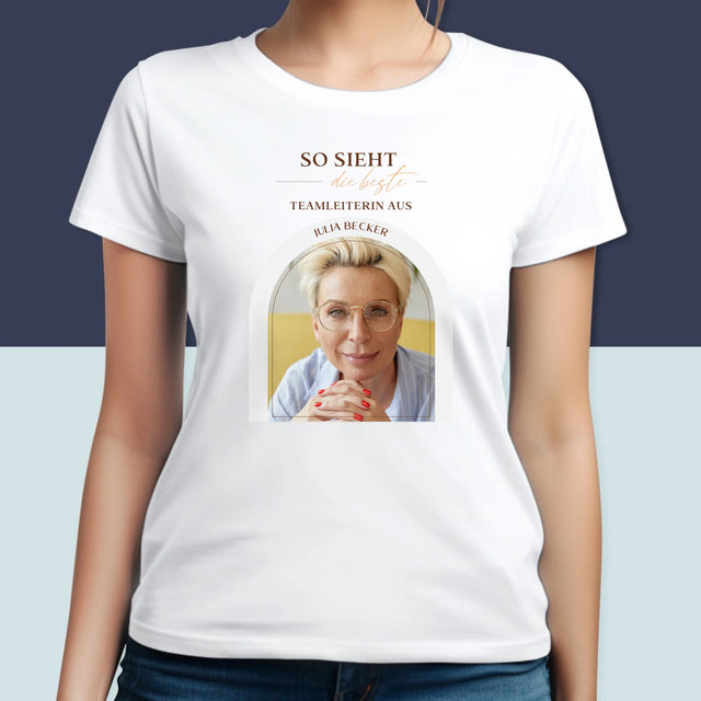 Foto Und Unterschrift: Bester Teamleiter - T-Shirt Für Damen