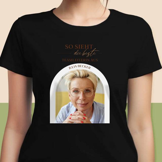 Foto Und Unterschrift: Bester Teamleiter - T-Shirt Für Damen