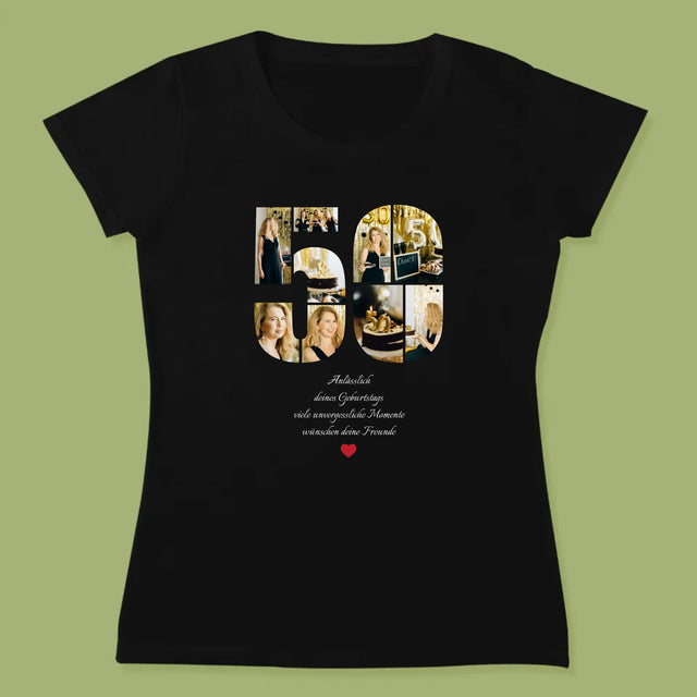 Form-Collage: 50. Geburtstag - Glückwünsche - T-Shirt Für Damen