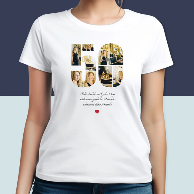 Form-Collage: 50. Geburtstag - Glückwünsche - T-Shirt Für Damen