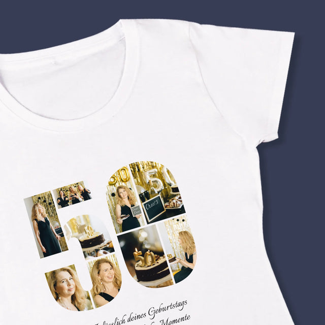 Form-Collage: 50. Geburtstag - Glückwünsche - T-Shirt Für Damen