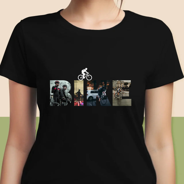 Buchstaben-Collage: Bike - T-Shirt Für Damen