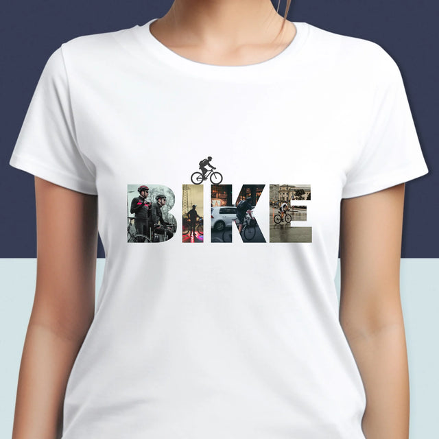Buchstaben-Collage: Bike - T-Shirt Für Damen