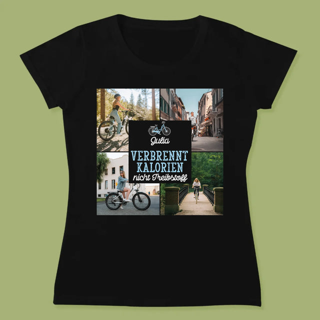 Fotocollage: Verbrennt Kalorien, Nicht Treibstoff - T-Shirt Für Damen