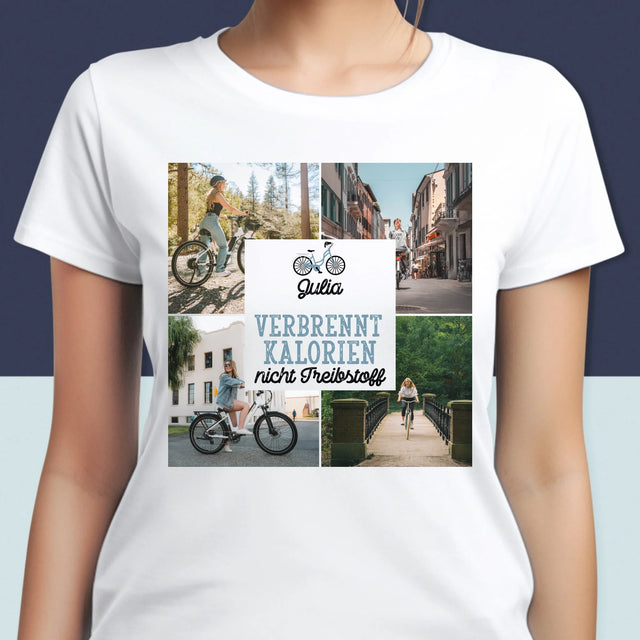 Fotocollage: Verbrennt Kalorien, Nicht Treibstoff - T-Shirt Für Damen