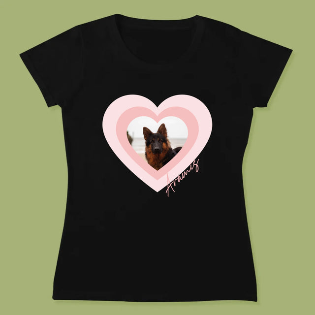 Foto Und Unterschrift: Bild Eines Haustieres Im Herzen - T-Shirt Für Damen