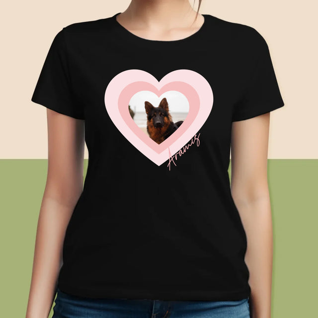 Foto Und Unterschrift: Bild Eines Haustieres Im Herzen - T-Shirt Für Damen